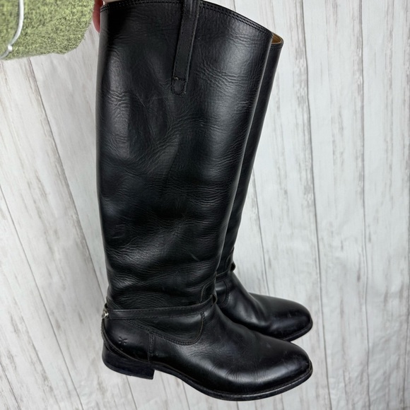 Frye Lindsay Black Leather Riding Boots - Picture 1 of 9